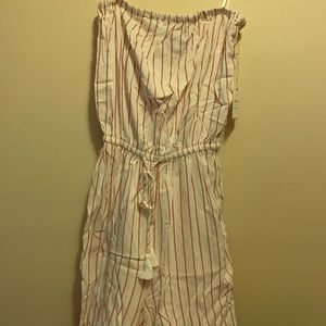 Pink striped tube jumpsuit